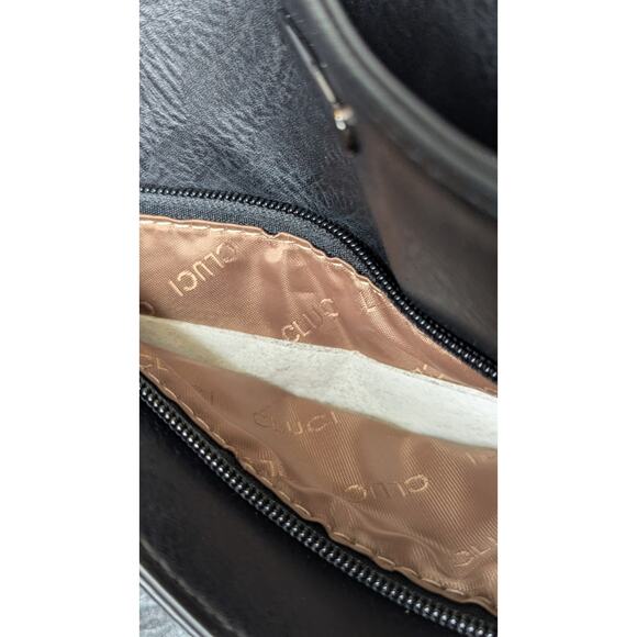 CLUCI black vegan leather shoulder bag purse crossbody - Picture 8 of 11